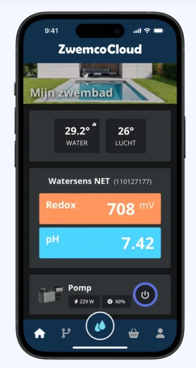 Zwembad beheren via smartphone met ZwemcoCloud app voor waterkwaliteit en automatisering
